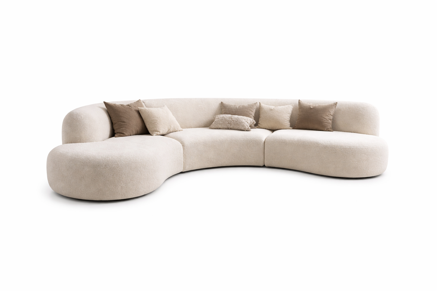Canapé modulable incurvé en bouclette – Style organique contemporain